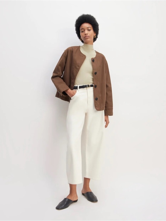 Everlane women’s The Viscose Mock Neck Top fine ribbed Light Beige Size XS NWT - Picture 4 of 9